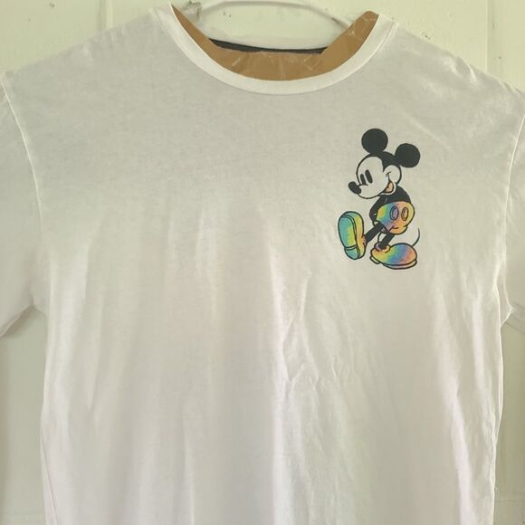 Disney Mickey Mouse Tie Dye 2 Sided T Shirt White Long Sleeve Tee Adult Sz MED - Picture 2 of 14